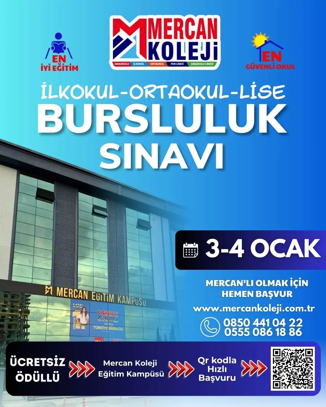 Mercan Koleji’nden İlkokul–Ortaokul–Lise Düzeyinde Bursluluk Sınavı Fırsatı