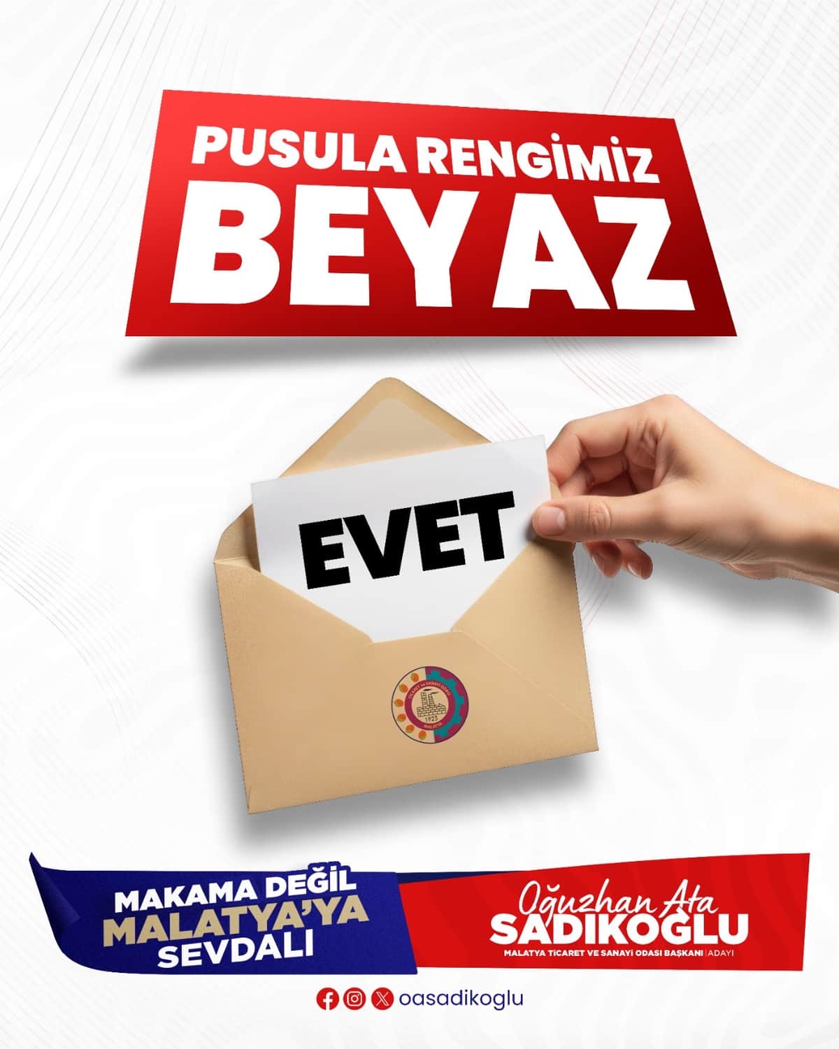 Sadıkoğlu’nun oy pusulası rengi güveni ve birlikteliği simgeleyen; BEYAZ
