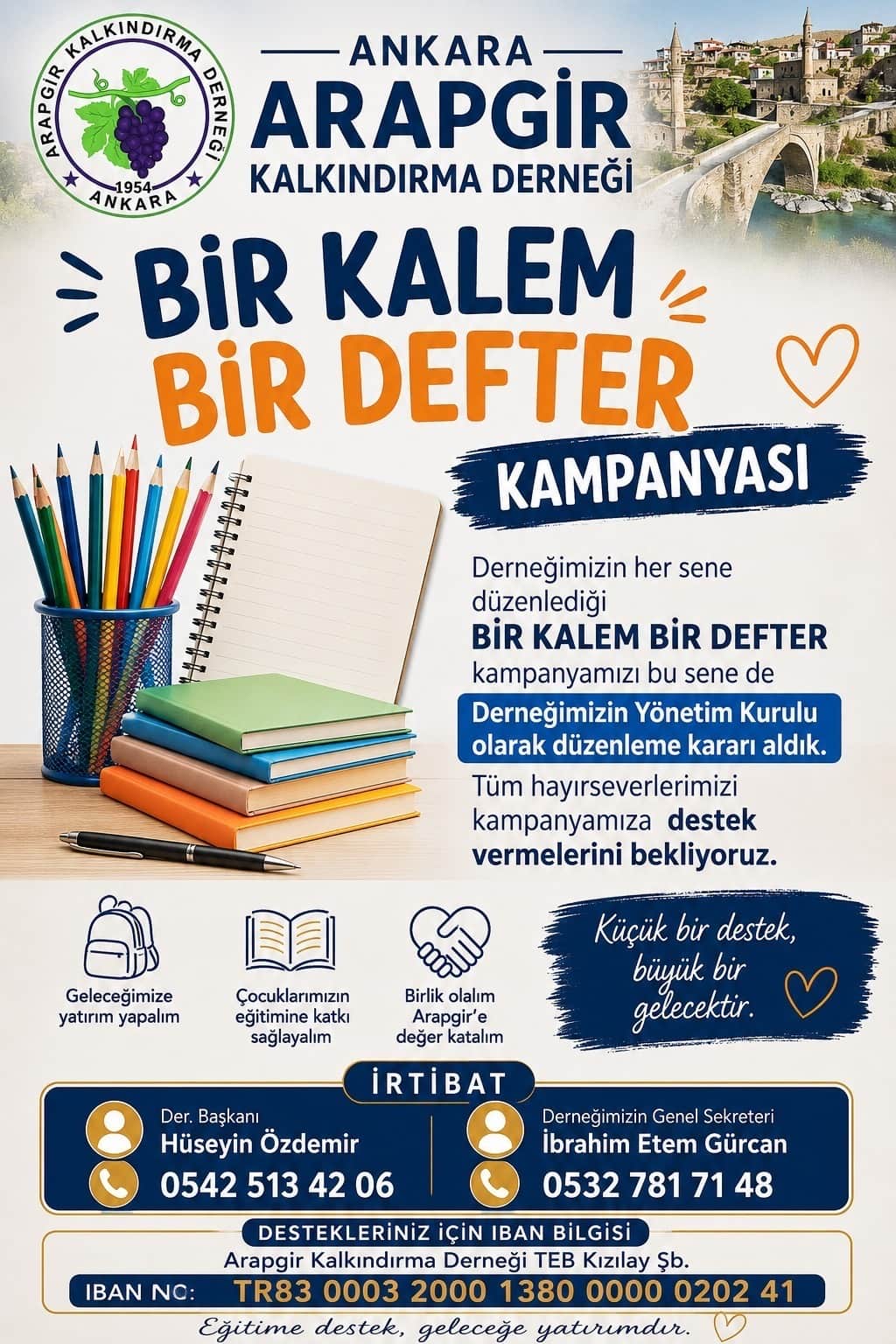 Arapgir’de Öğrenciler İçin “Bir Kalem Bir Defter” Kampanyası