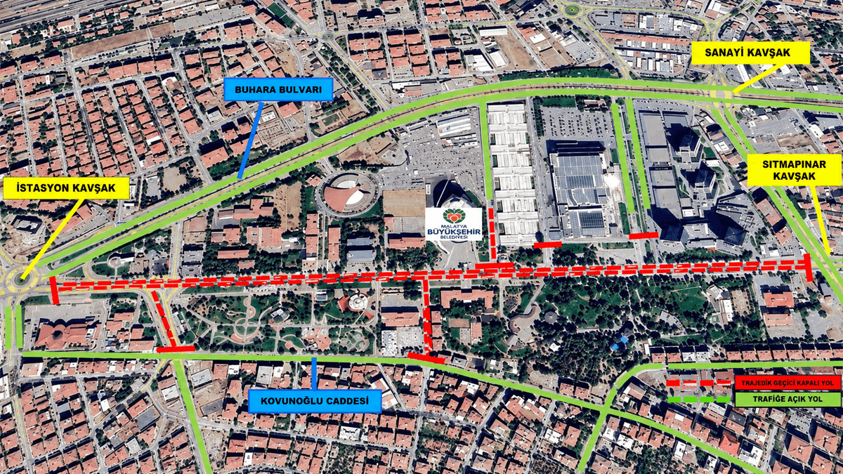Malatya’da İnönü Caddesi 2 Gün Trafiğe Kapatılacak