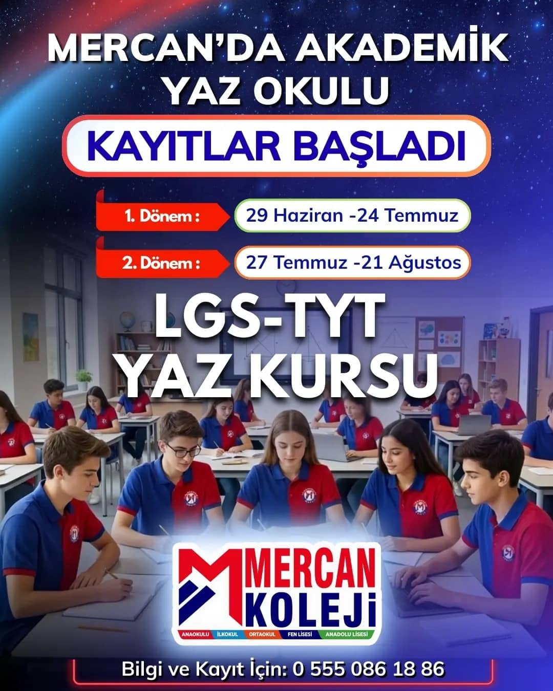 Malatya Mercan Koleji LGS-TYT Yaz Kursu Kayıtları Başladı