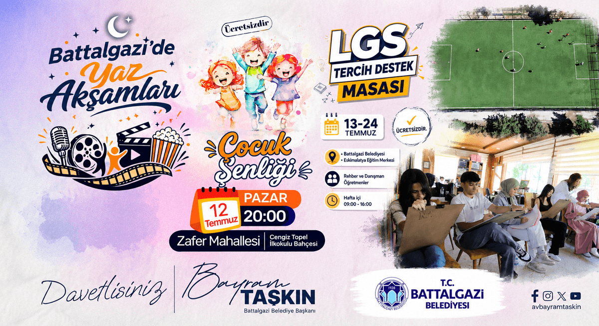 Battalgazi'de Her Yaşa Yönelik Yaz Etkinlikleri